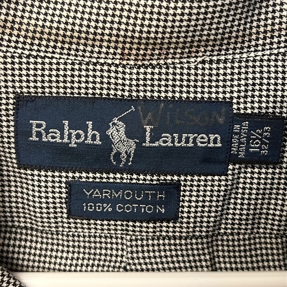 Ralph Lauren Mens Gray checkered Long Sleeve Button Up Shirt 16 1/2 32/33 Cotton - Picture 2 of 8
